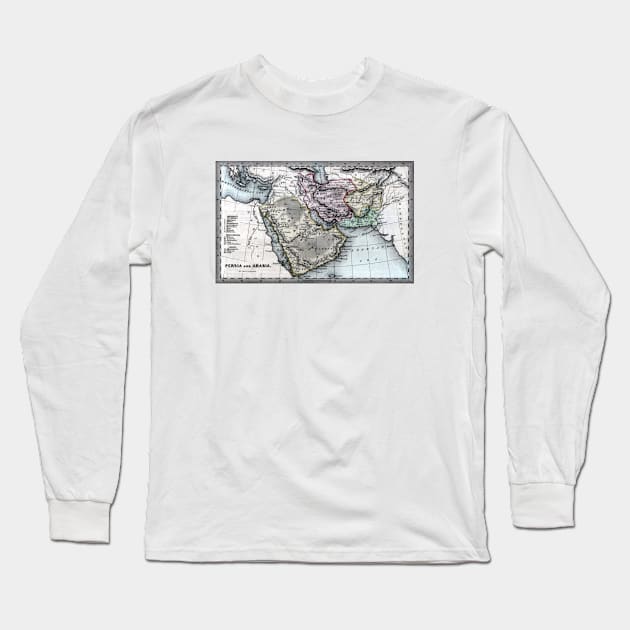 1835 Map of Persia and Arabia Long Sleeve T-Shirt by historicimage